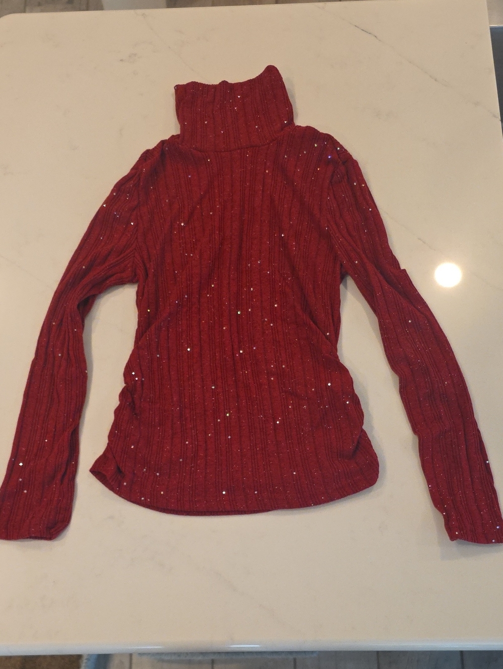 NWOT Sparkle Red Ribbed Turtleneck Sweater